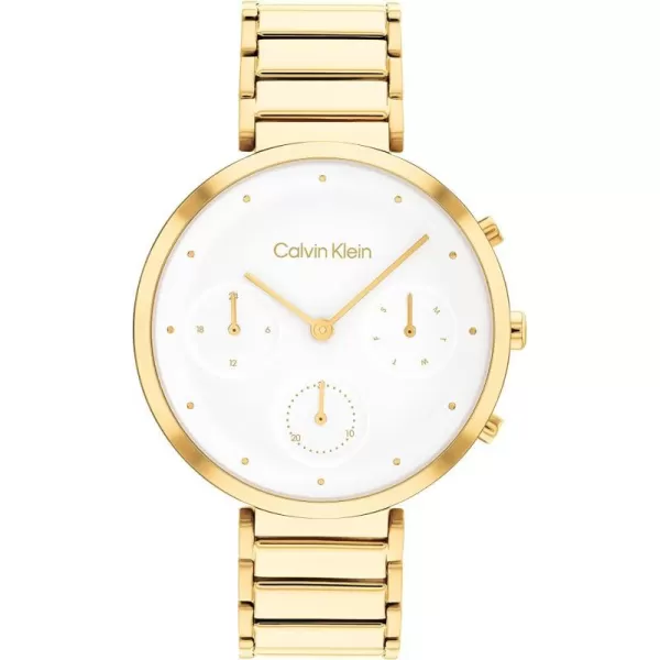 Calvin Klein Ladies Watch Selection Radiant MinimalismWhiteGold Plated Multifunction