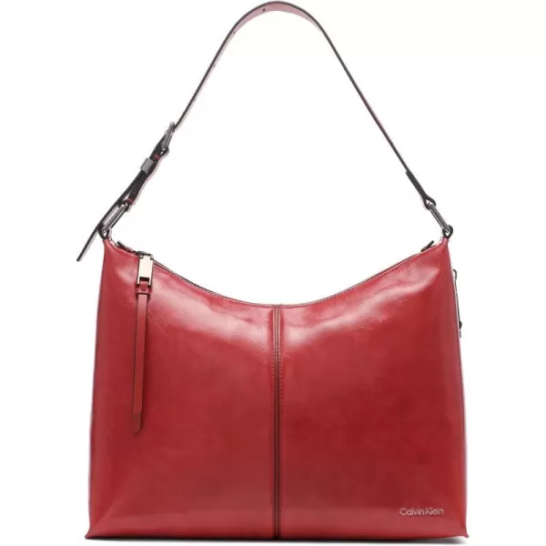 Calvin Klein Max Top Zip Hobo Shoulder BagRuby Red