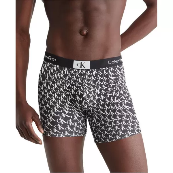 Calvin Klein Mens 1996 Micro Boxer BriefWarped Logo PrintBlack