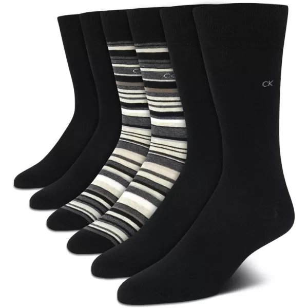 Calvin Klein Mens 6 Pack Mixed Pattern Dress SocksDark Stripes