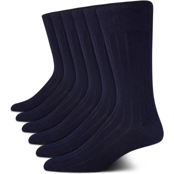 Calvin Klein Mens 6 Pack Mixed Pattern Dress SocksNavy Blue