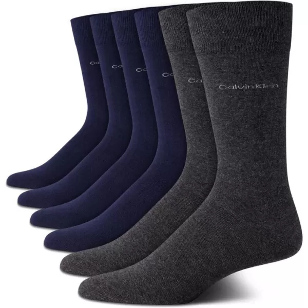 Calvin Klein Mens 6 Pack Mixed Pattern Dress SocksNavyGrey