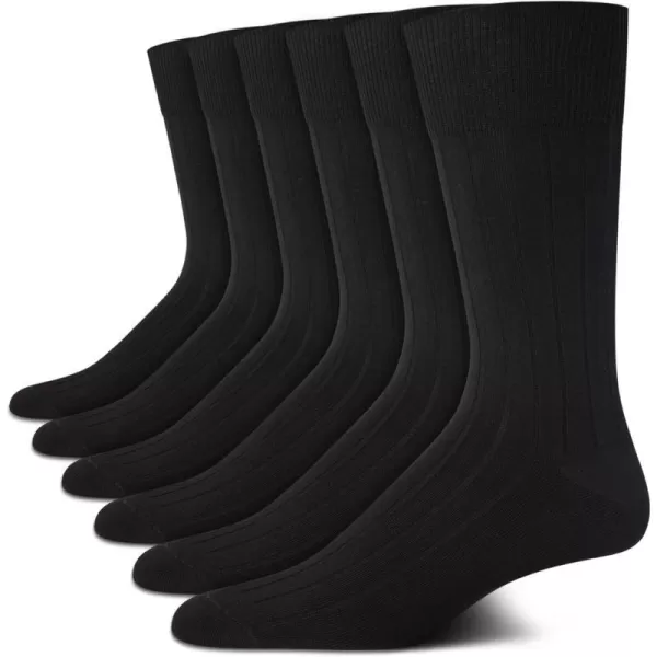 Calvin Klein Mens 6 Pack Mixed Pattern Dress SocksSolid Black