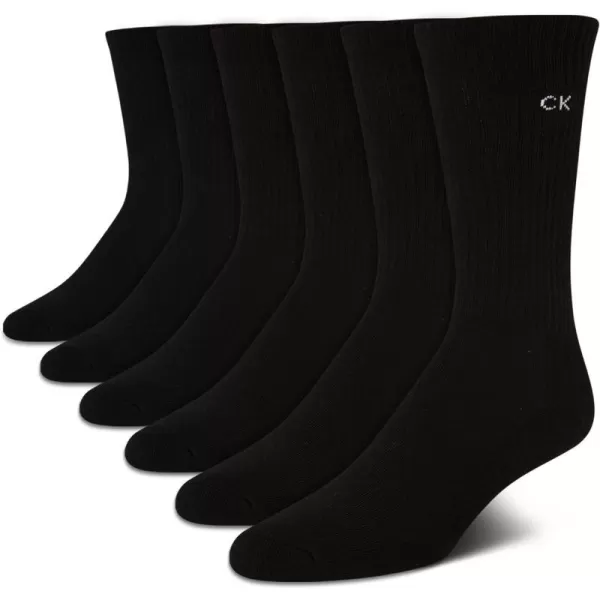 Calvin Klein Mens 6 Pair Athletic Crew SocksBlack