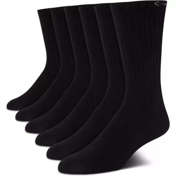 Calvin Klein Mens 6 Pair Athletic Crew SocksBlack Solid