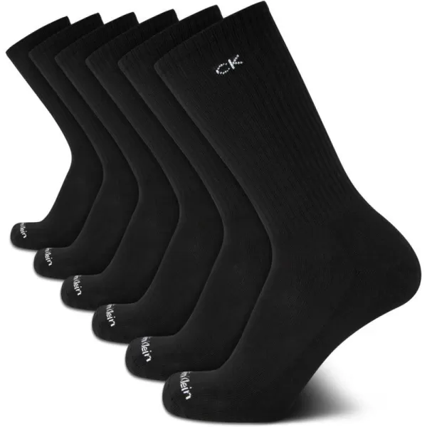 Calvin Klein Mens 6 Pair Athletic Crew SocksPure Black