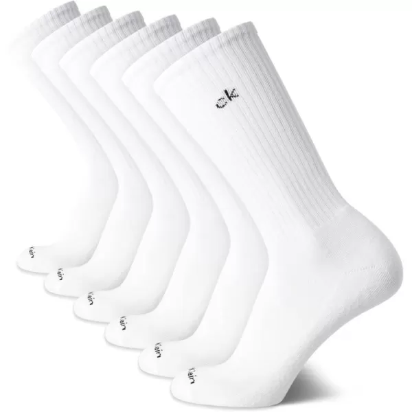 Calvin Klein Mens 6 Pair Athletic Crew SocksWhite