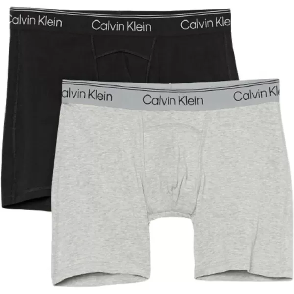 Calvin Klein Mens Athletic Active 2Pack Boxer BriefAmazon ExclusiveBlack Grey Heather