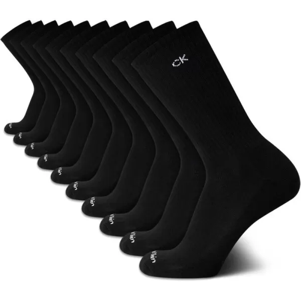 Calvin Klein Mens Athletic Socks  Cushion Crew Socks 10 PackBlack