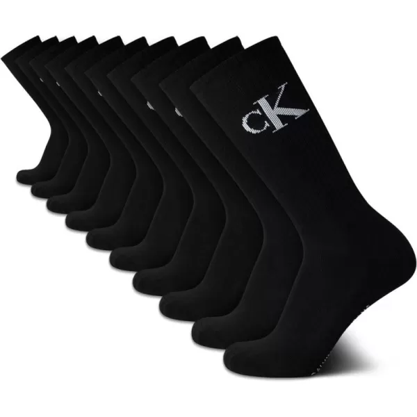 Calvin Klein Mens Athletic Socks  Cushion Crew Socks 10 PackBlack Light Grey Logo