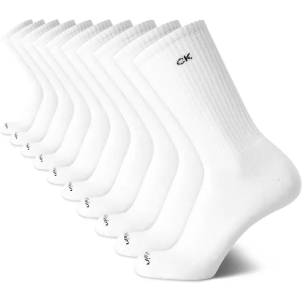 Calvin Klein Mens Athletic Socks  Cushion Crew Socks 10 PackWhite