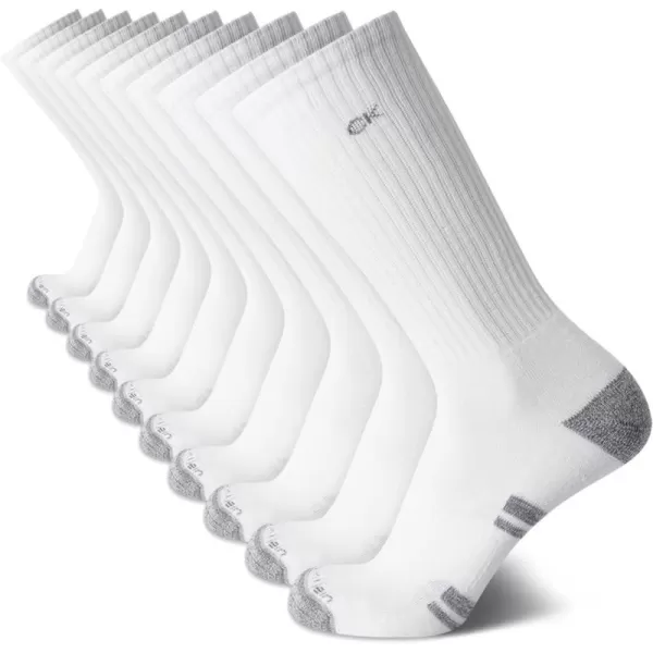 Calvin Klein Mens Athletic Socks  Cushion Crew Socks 10 PackWhiteGrey