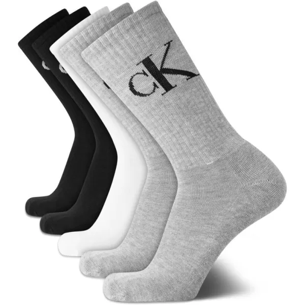 Calvin Klein Mens Athletic Socks  Cushion Crew Socks 5 PackAssorted Grey