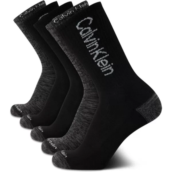 Calvin Klein Mens Athletic Socks  Cushion Crew Socks 5 PackBlack Logo