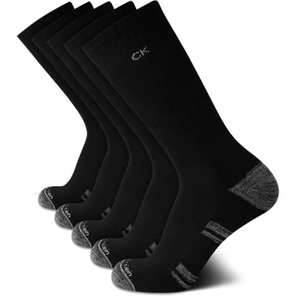 Calvin Klein Mens Athletic Socks  Cushion Crew Socks 5 PackBlackGrey