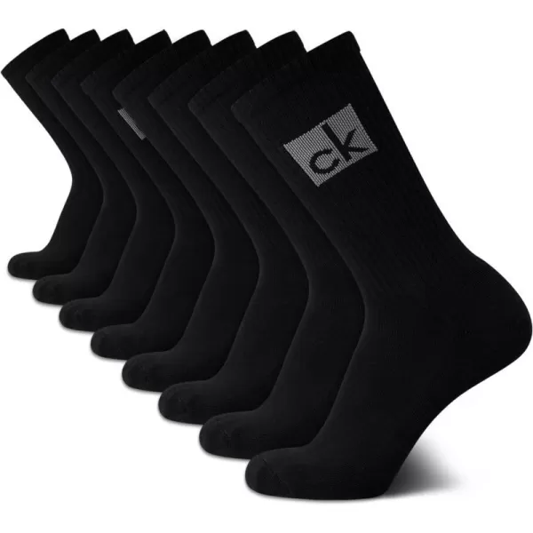 Calvin Klein Mens Athletic Socks  Lightweight Cotton Blend Crew Socks 8 PackBlack