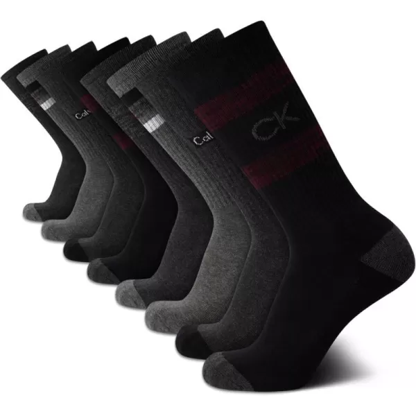 Calvin Klein Mens Athletic Socks  Lightweight Cotton Blend Crew Socks 8 PackBlackGrey Assorted