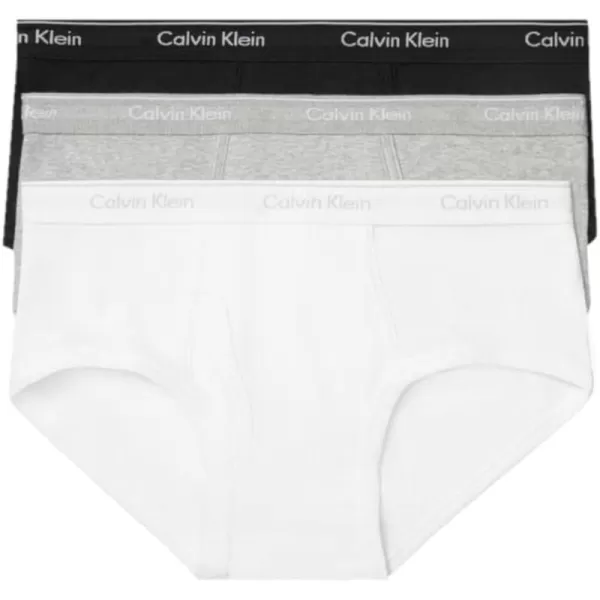 Calvin Klein Mens Big Cotton Classic 3Pack BriefBlack White Grey Heather