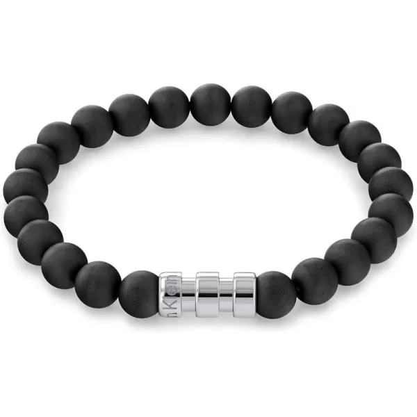 Calvin Klein Mens Bracelet Round Bead and Steel Metal Modern DesignBlack