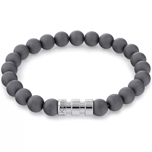 Calvin Klein Mens Bracelet Round Bead and Steel Metal Modern DesignGrey