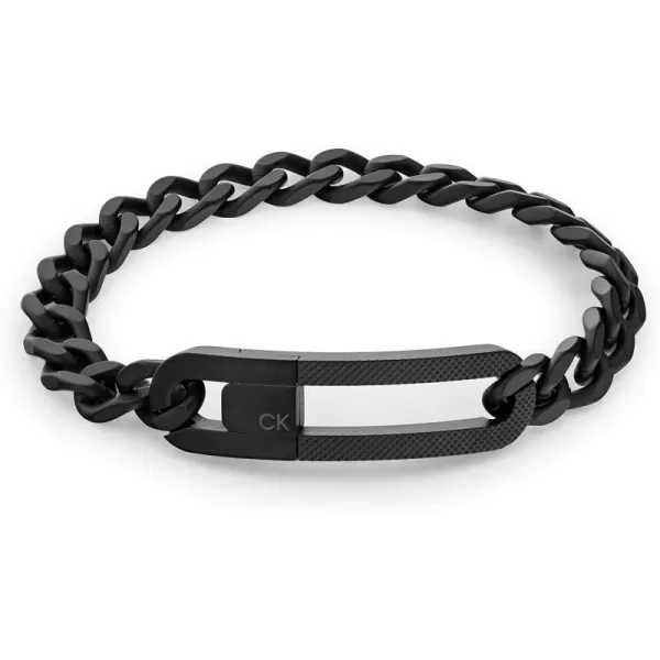 Calvin Klein Mens Chain Bracelet Magnetic Oval Closure in Timeless Elegance and with Industrial MetalsBlack