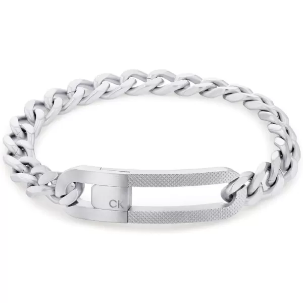 Calvin Klein Mens Chain Bracelet Magnetic Oval Closure in Timeless Elegance and with Industrial MetalsSilver