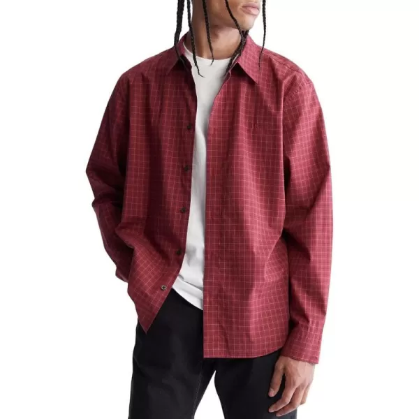 Calvin Klein Mens Check ButtonDown Easy ShirtAlpine Berry