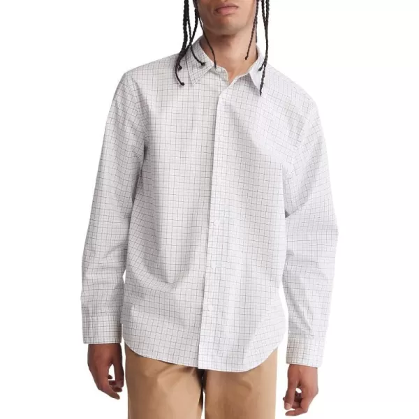 Calvin Klein Mens Check ButtonDown Easy ShirtBrilliant White