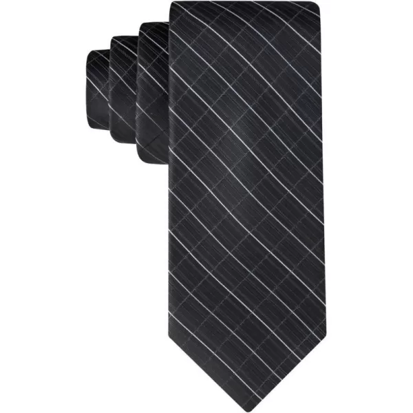 Calvin Klein Mens Classic Black Solid and Pattern Ties  Regular and Extra Large SizesBlack Etched Pattern