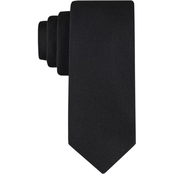 Calvin Klein Mens Classic Black Solid and Pattern Ties  Regular and Extra Large SizesBlack Silver Spun Solid