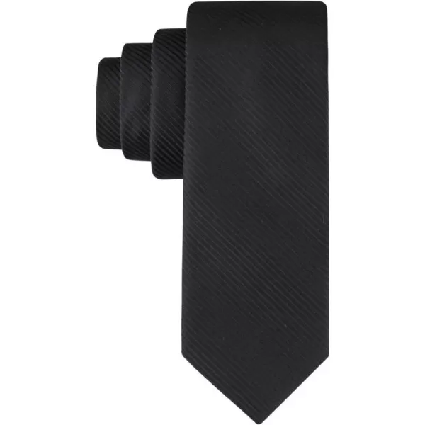 Calvin Klein Mens Classic Black Solid and Pattern Ties  Regular and Extra Large SizesBlack Textured Solid