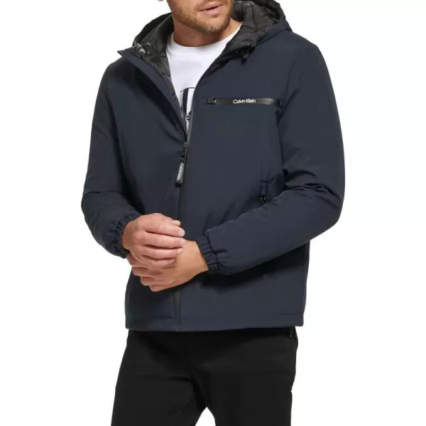 Calvin Klein Mens Classic Hooded Stretch JacketNavy