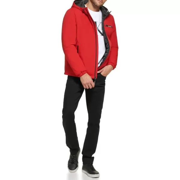 Calvin Klein Mens Classic Hooded Stretch JacketTrue Red