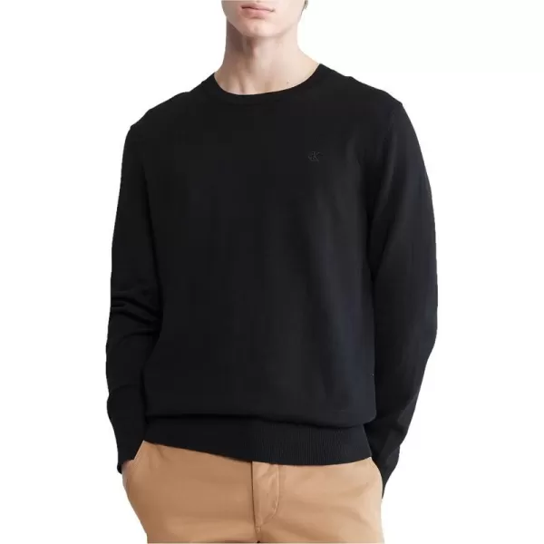 Calvin Klein Mens Compact Cotton Crewneck SweaterBlack