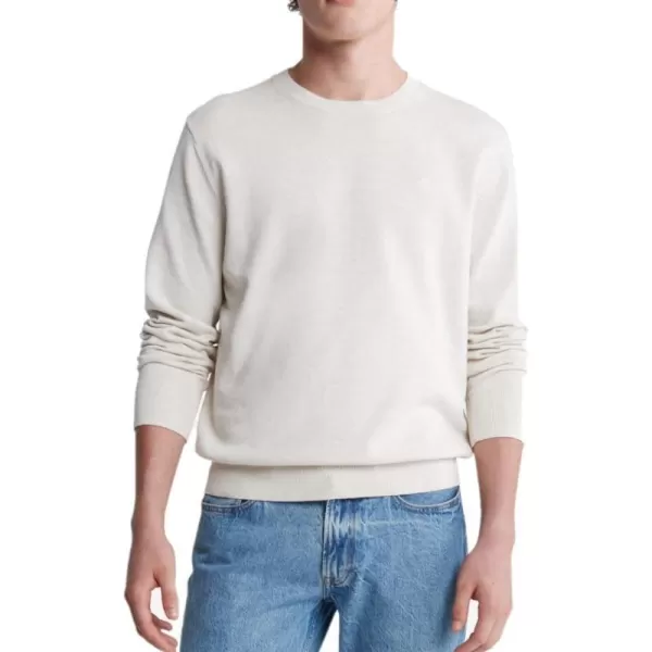 Calvin Klein Mens Compact Cotton Crewneck SweaterChalk Heather