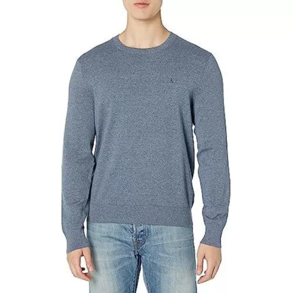 Calvin Klein Mens Compact Cotton Crewneck SweaterCrayon Blue Marl