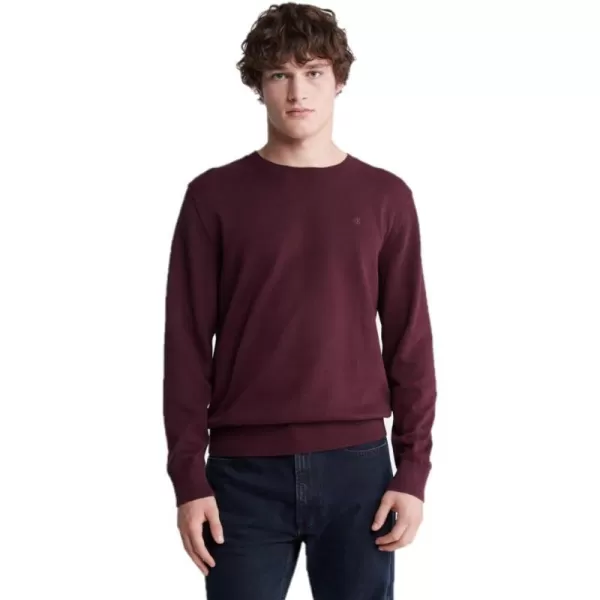 Calvin Klein Mens Compact Cotton Crewneck SweaterTawny Port Heather