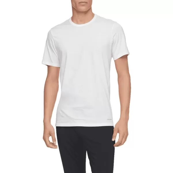 Calvin Klein Mens Cotton Classic 3Pack Slim Undershirts3 White  Crewneck