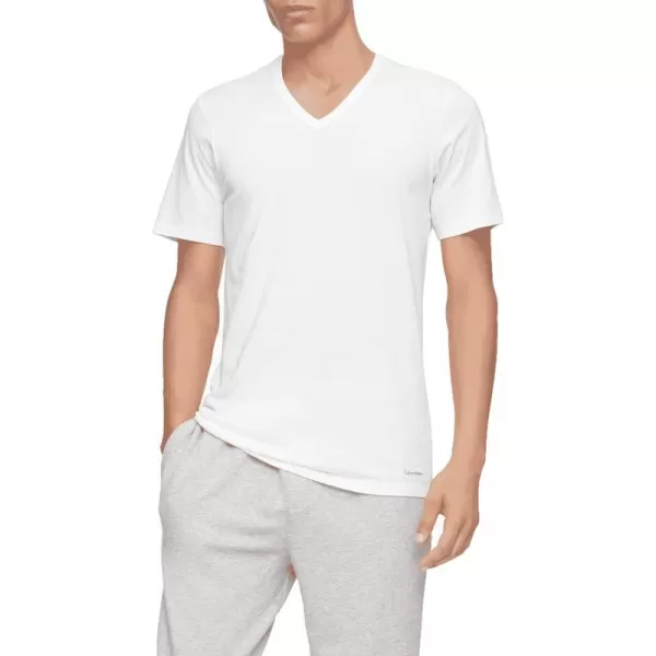 Calvin Klein Mens Cotton Classic 3Pack Slim Undershirts3 White  Vneck