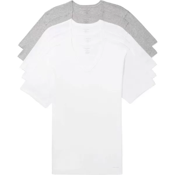 Calvin Klein Mens Cotton Classic 5Pack Slim Undershirts3 White 2 Grey Heather