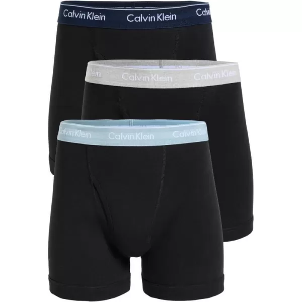 Calvin Klein Mens Cotton Classics 3Pack Boxer BriefBlack Bodies W ShorelineGrey HeatherArona