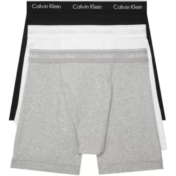 Calvin Klein Mens Cotton Classics 3Pack Boxer BriefBlack Grey Heather White