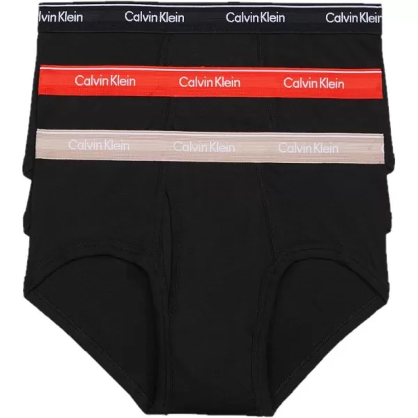 Calvin Klein Mens Cotton Classics 3Pack BriefBlack Bodies W Summer Taupe Fiesta Black