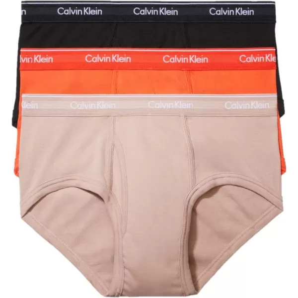 Calvin Klein Mens Cotton Classics 3Pack BriefSummer Taupe Fiesta Black