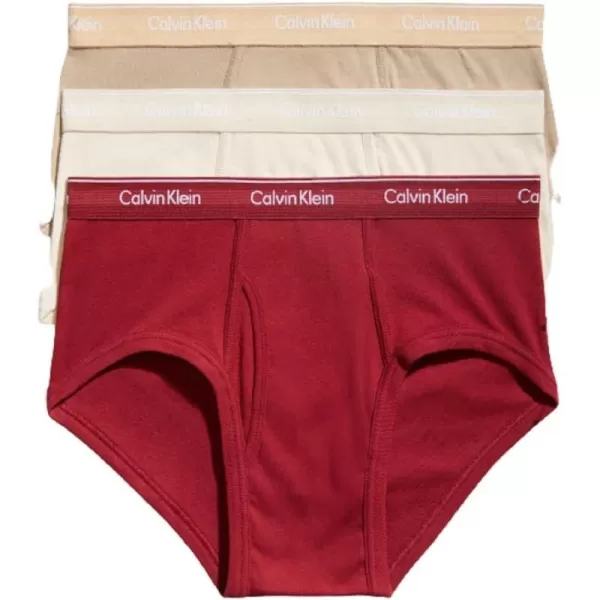 Calvin Klein Mens Cotton Classics 3Pack BriefTuffet Red Carpettapioca