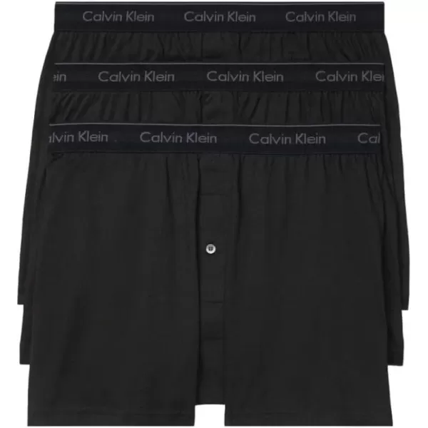 Calvin Klein Mens Cotton Classics 3Pack Knit Boxer3 Black