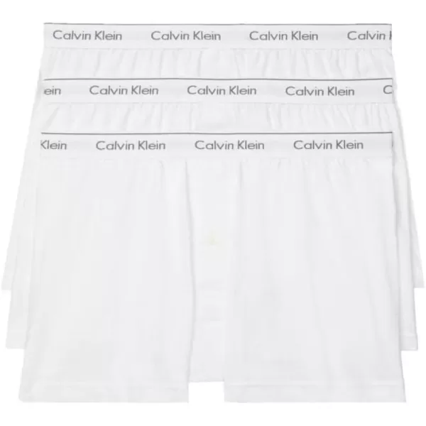 Calvin Klein Mens Cotton Classics 3Pack Knit Boxer3 White