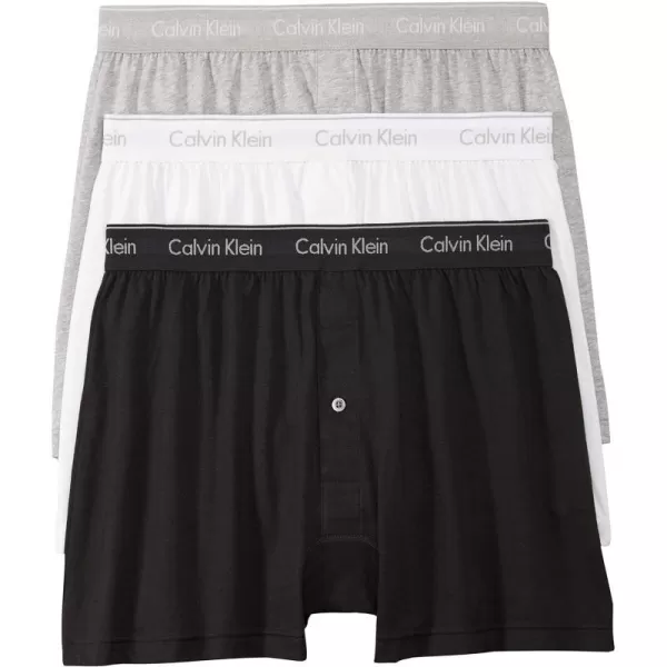 Calvin Klein Mens Cotton Classics 3Pack Knit BoxerBlack Grey Heather White