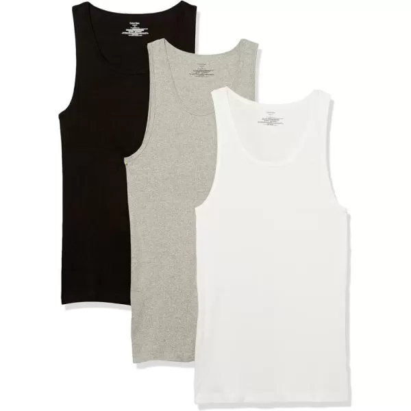 Calvin Klein Mens Cotton Classics 3Pack TanksBlack White Grey Heather