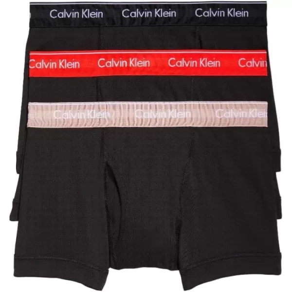 Calvin Klein Mens Cotton Classics 3Pack TrunkBlack Bodies W Summer Taupe Fiesta Black